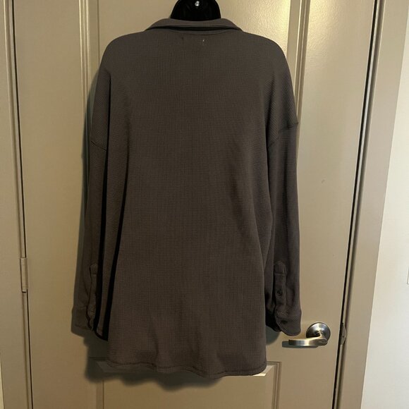 Women's Grey Button Down Sweater Top Large - Picture 3 of 9